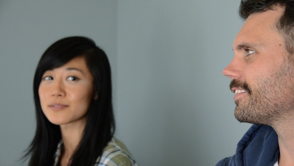 Thomas' students Emily (Julie Zhan) and George (Justin Park) share a morning moment of meditation, greeting the morning sun.